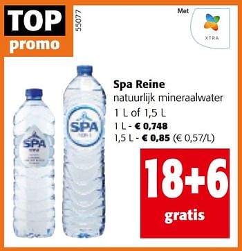Promotions Spa reine natuurlijk mineraalwater - Spa - Valide de 24/04/2024 à 07/05/2024 chez Colruyt