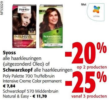 Promoties Syoss alle haarkleuringen of schwarzkopf alle haarkleuringen - Huismerk - Colruyt - Geldig van 24/04/2024 tot 07/05/2024 bij Colruyt