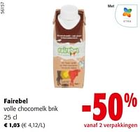 Promoties Fairebel volle chocomelk brik - Fairebel - Geldig van 24/04/2024 tot 07/05/2024 bij Colruyt