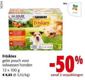Promotions Friskies gelei pouch voor volwassen honden - Friskies - Valide de 24/04/2024 à 07/05/2024 chez Colruyt