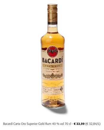 Promotions Bacardí carta oro superior gold rum - Bacardi - Valide de 24/04/2024 à 07/05/2024 chez Colruyt