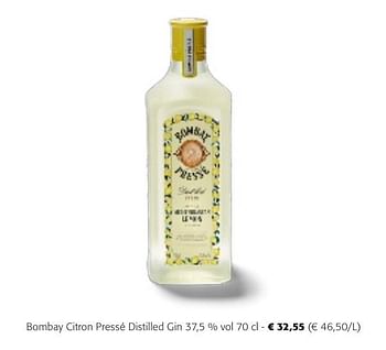 Promotions Bombay citron pressé distilled gin - Bombay - Valide de 24/04/2024 à 07/05/2024 chez Colruyt