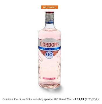 Promotions Gordon`s premium pink alcoholvrij aperitief 0,0 % vol - Gordon's - Valide de 24/04/2024 à 07/05/2024 chez Colruyt