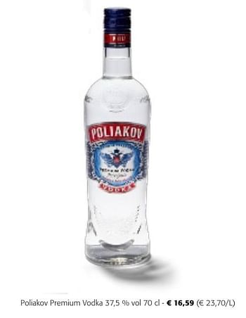 Promotions Poliakov premium vodka - poliakov - Valide de 24/04/2024 à 07/05/2024 chez Colruyt