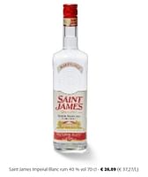 Promoties Saint james imperial blanc rum - Saint James - Geldig van 24/04/2024 tot 07/05/2024 bij Colruyt