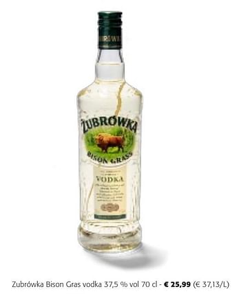 Promotions Zubrówka bison gras vodka - Zubrowka - Valide de 24/04/2024 à 07/05/2024 chez Colruyt
