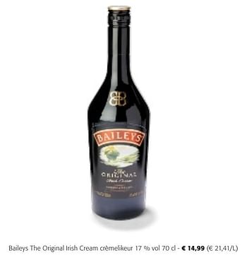 Promotions Baileys the original irish cream crèmelikeur - Baileys - Valide de 24/04/2024 à 07/05/2024 chez Colruyt