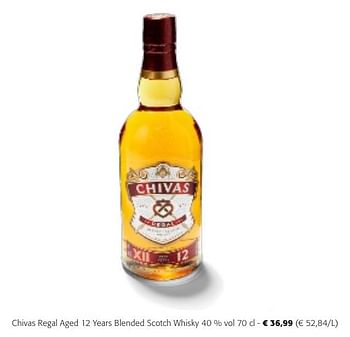 Promotions Chivas regal aged 12 years blended scotch whisky - Chivas Regal - Valide de 24/04/2024 à 07/05/2024 chez Colruyt