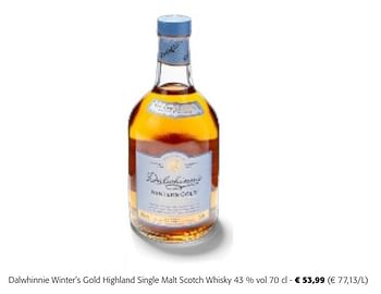 Promotions Dalwhinnie winter`s gold highland single malt scotch whisky - Dalwhinnie - Valide de 24/04/2024 à 07/05/2024 chez Colruyt