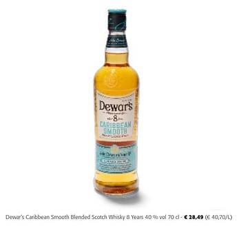Promotions Dewar`s caribbean smooth blended scotch whisky 8 years - Dewar's - Valide de 24/04/2024 à 07/05/2024 chez Colruyt