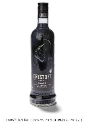 Promotions Eristoff black likeur - Eristoff - Valide de 24/04/2024 à 07/05/2024 chez Colruyt
