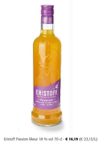 Promotions Eristoff passion likeur - Eristoff - Valide de 24/04/2024 à 07/05/2024 chez Colruyt