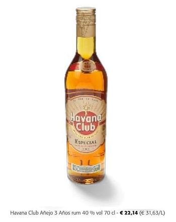 Promotions Havana club añejo 3 años rum - Havana club - Valide de 24/04/2024 à 07/05/2024 chez Colruyt