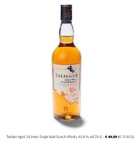 Talisker aged 10 years single malt scotch whisky-Talisker