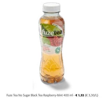 Promotions Fuze tea no sugar black tea raspberry-mint - FuzeTea - Valide de 24/04/2024 à 07/05/2024 chez Colruyt