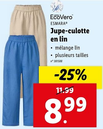 Promoties Jupe-culotte en lin - Esmara - Geldig van 02/05/2024 tot 07/05/2024 bij Lidl