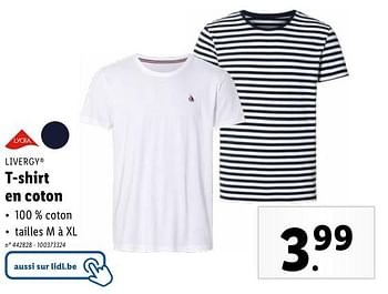 Promoties T-shirt en coton - Livergy - Geldig van 02/05/2024 tot 07/05/2024 bij Lidl