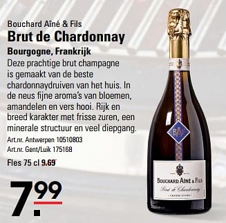 Promotions Bouchard aîné + fils brut de chardonnay bourgogne - Champagne - Valide de 25/04/2024 à 13/05/2024 chez Sligro