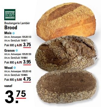 Promotions Brood maïs - Boulangerie Lambèr - Valide de 25/04/2024 à 13/05/2024 chez Sligro