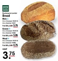 Promoties Brood maïs - Boulangerie Lambèr - Geldig van 25/04/2024 tot 13/05/2024 bij Sligro