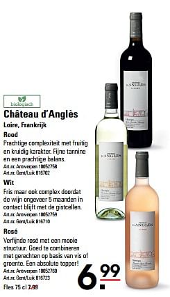 Promoties Château d`anglès loire rood - Rode wijnen - Geldig van 25/04/2024 tot 13/05/2024 bij Sligro