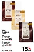 Promoties Chocolade callets melk - Callebaut - Geldig van 25/04/2024 tot 13/05/2024 bij Sligro