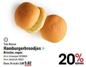 Promotions Hamburgerbroodjes brioche vegan - TRESBONNE - Valide de 25/04/2024 à 13/05/2024 chez Sligro