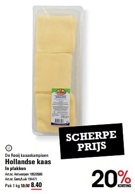 Promoties Hollandse kaas in plakken - De Rooij kaaskampioen - Geldig van 25/04/2024 tot 13/05/2024 bij Sligro