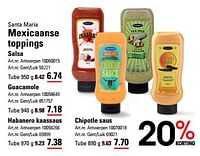 Promoties Mexicaanse toppings salsa - Santa Maria - Geldig van 25/04/2024 tot 13/05/2024 bij Sligro