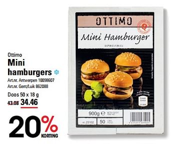 Promoties Mini hamburgers - Ottimo - Geldig van 25/04/2024 tot 13/05/2024 bij Sligro