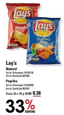 Promoties Naturel paprika - Lay's - Geldig van 25/04/2024 tot 13/05/2024 bij Sligro