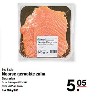 Promotions Noorse gerookte zalm gesneden - Sea Eagle - Valide de 25/04/2024 à 13/05/2024 chez Sligro