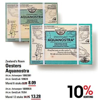 Promotions Oesters aquanostra - Zeelands Roem - Valide de 25/04/2024 à 13/05/2024 chez Sligro