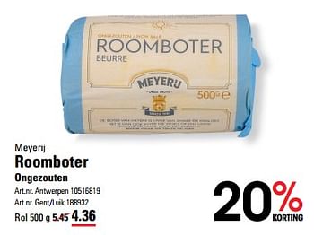 Promotions Roomboter ongezouten - Meyerij - Valide de 25/04/2024 à 13/05/2024 chez Sligro