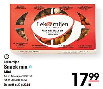 Promotions Snack mix mini - Lekkernijen - Valide de 25/04/2024 à 13/05/2024 chez Sligro