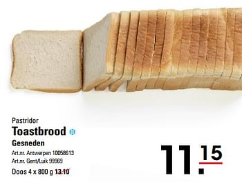 Promotions Toastbrood gesneden - Pastridor - Valide de 25/04/2024 à 13/05/2024 chez Sligro