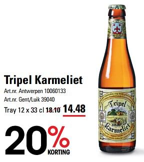 Promotions Tripel karmeliet - TRipel Karmeliet - Valide de 25/04/2024 à 13/05/2024 chez Sligro