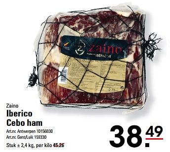 Promotions Zaino iberico cebo ham - Produit Maison - Sligro - Valide de 25/04/2024 à 13/05/2024 chez Sligro