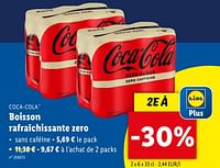 Promotions Boisson rafraîchissante zero - Coca Cola - Valide de 02/05/2024 à 07/05/2024 chez Lidl