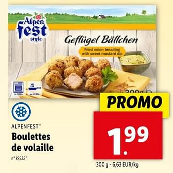 Promoties Boulettes de volaille - Alpen Fest - Geldig van 02/05/2024 tot 07/05/2024 bij Lidl