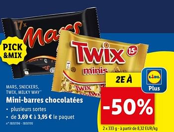 Promoties Mini-barres chocolatées - Huismerk - Lidl - Geldig van 02/05/2024 tot 07/05/2024 bij Lidl