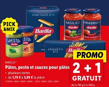 Promoties Pâtes, pesto et sauces pour pâtes - Barilla - Geldig van 02/05/2024 tot 07/05/2024 bij Lidl