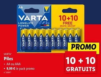 Promotions Piles - Varta - Valide de 02/05/2024 à 07/05/2024 chez Lidl