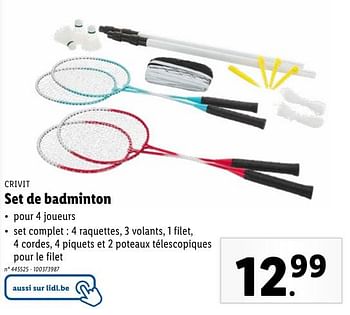 Promoties Set de badminton - Crivit - Geldig van 02/05/2024 tot 07/05/2024 bij Lidl