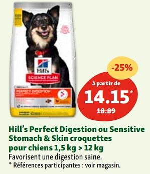 Promoties Hill’s perfect digestion ou sensitive stomach + skin croquettes pour chiens - Hill's - Geldig van 30/04/2024 tot 06/05/2024 bij Maxi Zoo