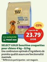 Promotions Select gold sensitive croquettes pour chiens - Select Gold - Valide de 30/04/2024 à 06/05/2024 chez Maxi Zoo