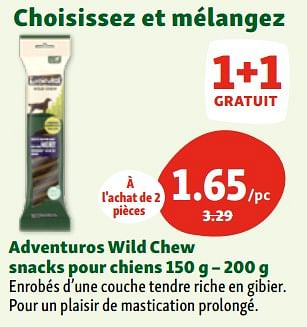 Promoties Adventuros wild chew snacks pour chiens - Purina - Geldig van 30/04/2024 tot 06/05/2024 bij Maxi Zoo