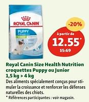 Promotions Royal canin size health nutrition croquettes puppy ou junior - Royal Canin - Valide de 30/04/2024 à 06/05/2024 chez Maxi Zoo