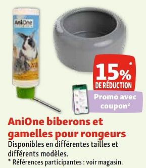 Promoties Anione biberons et gamelles pour rongeurs 15% de réduction - Anione - Geldig van 30/04/2024 tot 06/05/2024 bij Maxi Zoo