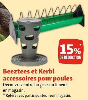 Promoties Beeztees et kerbl accessoires pour poules 15% de réduction - Huismerk - Maxi Zoo - Geldig van 30/04/2024 tot 06/05/2024 bij Maxi Zoo
